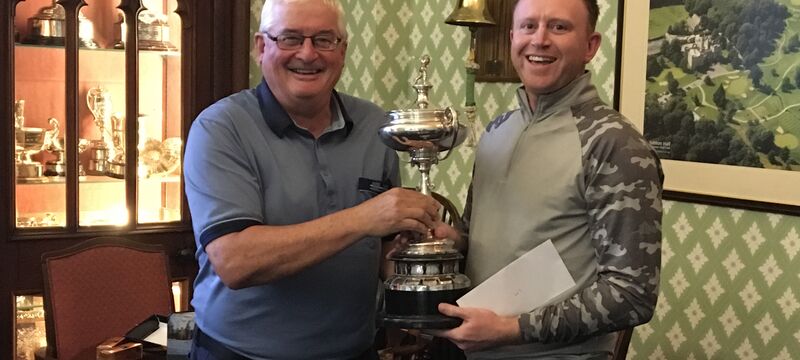 Geoff Southern Nelson GC presented with the Niblick Trophy by Dennis Wright Captain.